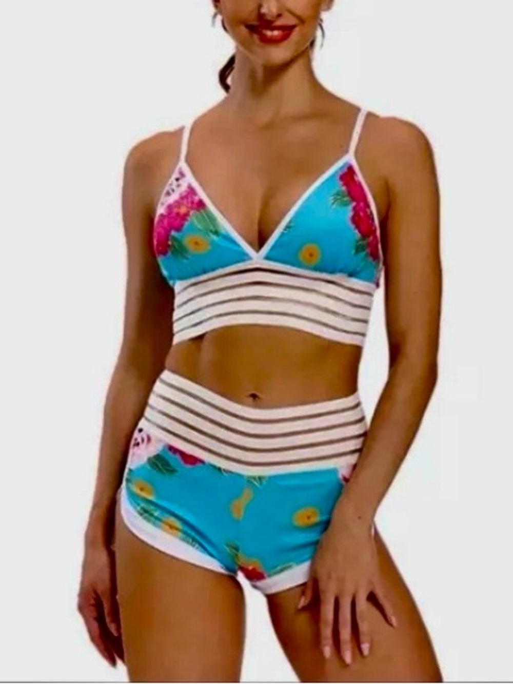shots and top floral patterns brassiere bra and short  Size large